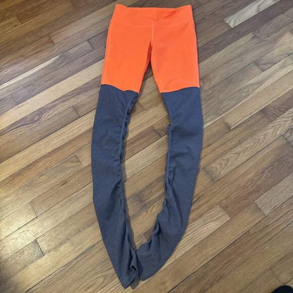 Alo Yoga Goddess Ribbed Leggings Orange Heathered Gray Scrunch Size Small - Picture 1 of 6